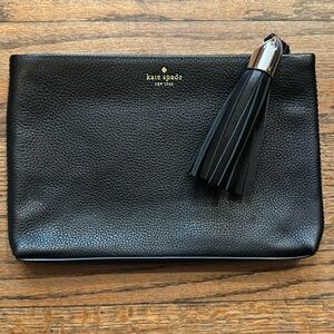kate spade NEW YORK wickham place shala CLUTCH/POUCH black pebbled leather
